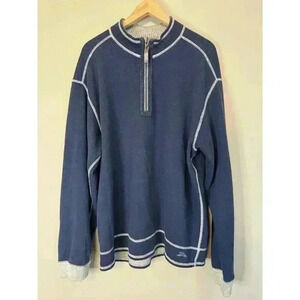 Tommy Bahama Reversible 1/4 Zip Men's Pullover Sz M Blue White Ivory